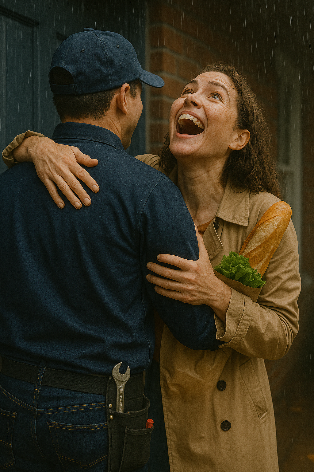 Happy customer thanking locksmith after successful home lockout service in Great Neck, NY